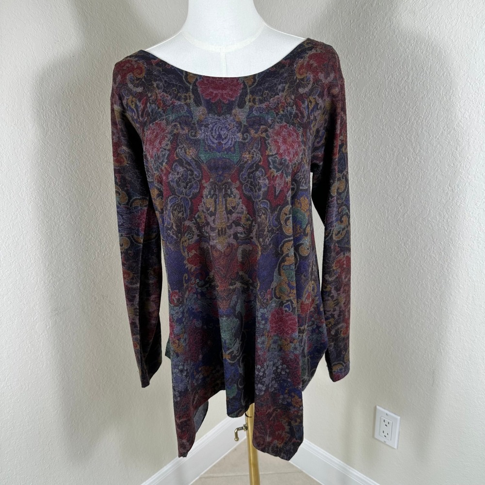 Soft Surroundings Tunic Top Women XS Multicolor Tapestry Boho Sharkbite
